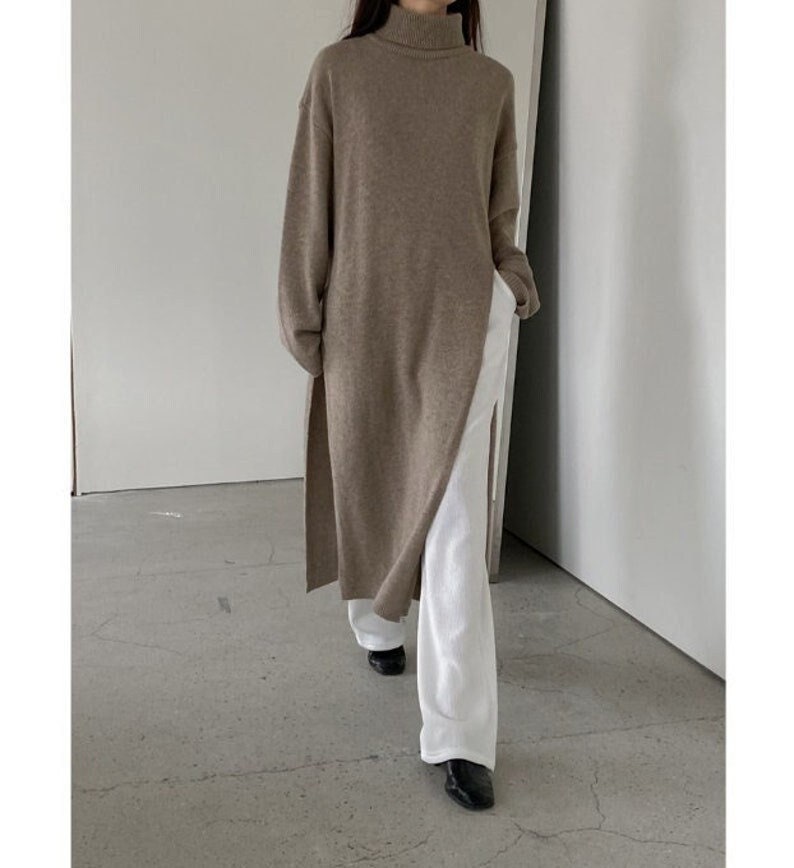Knit Sweater Tunic / Slit Dress / Wool 