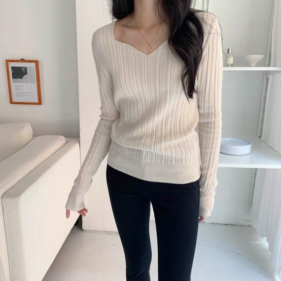 Square Neck Knit Top / Cashmere Blended 