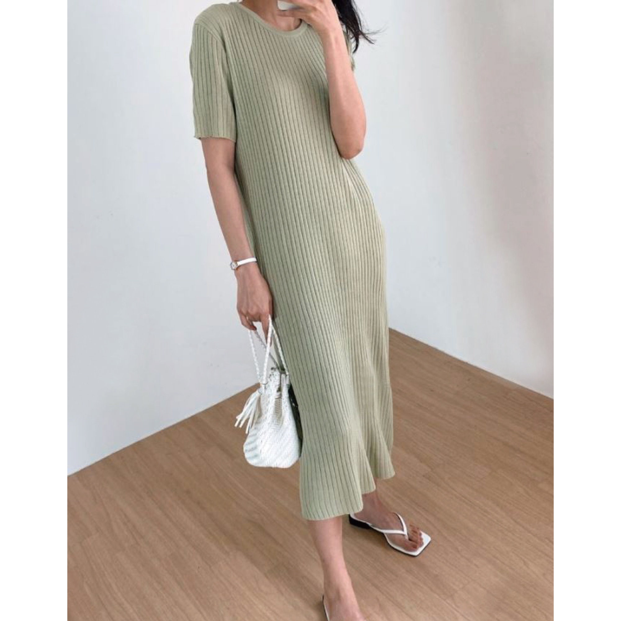 Summer Linen knit dress / Everyday casual dress / Knit long Etsy