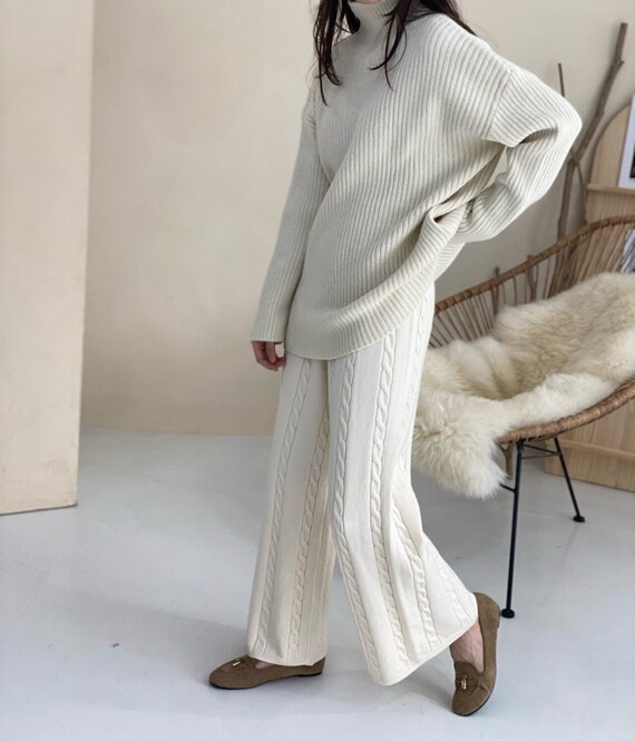 cable knit sweater pants