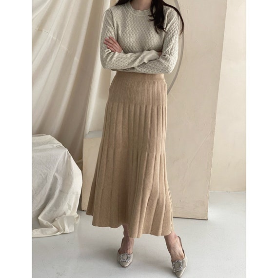 Sweater Skirt / Wool Knit Skirt / Maxi 