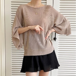 Linen top / Boat neck knit top / Top for women / Boat neck top / Linen knit top / Knit top women / Summer knit top / Knit blouse image 5