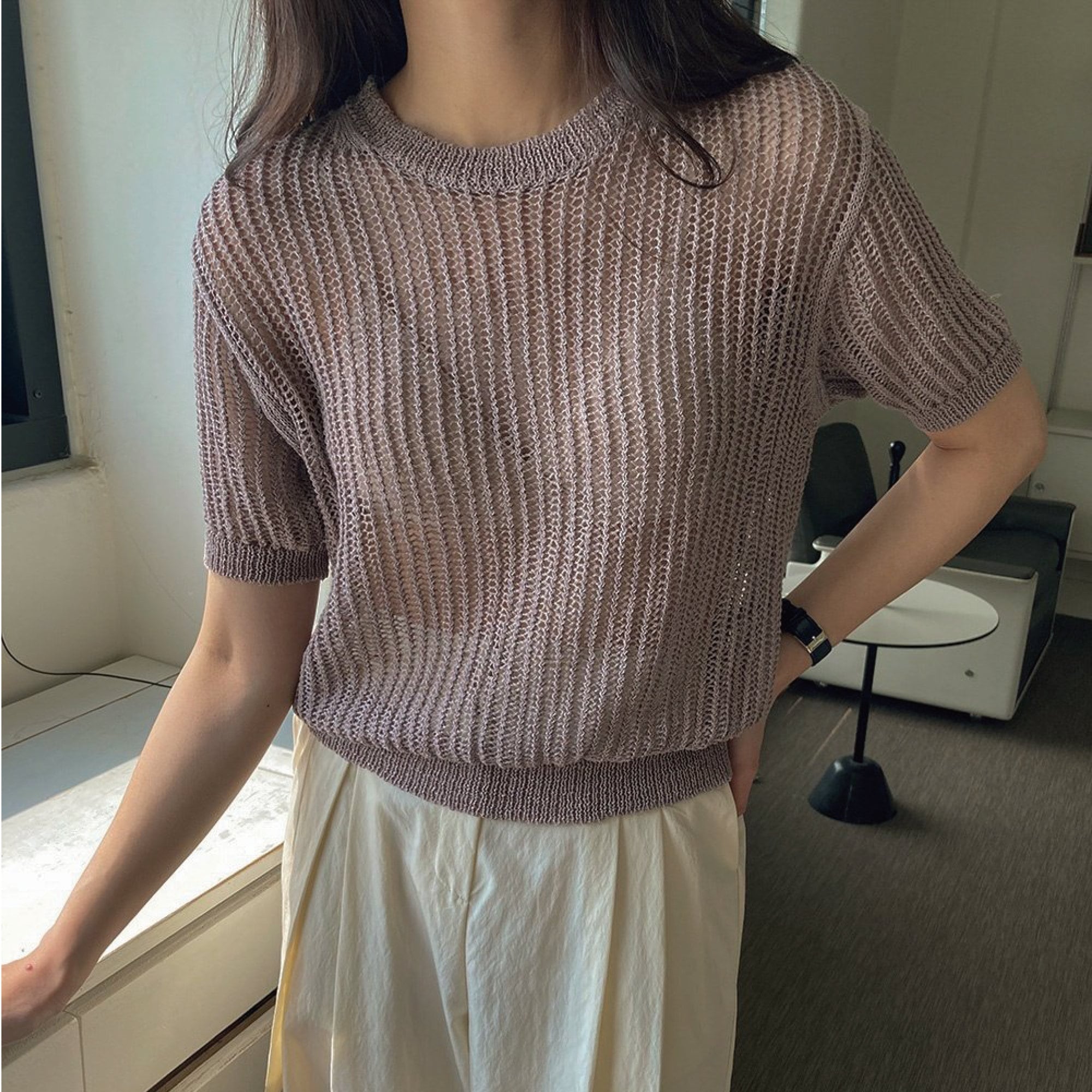 Linen knit top / Linen top / See through top / Mesh knit top / Etsy