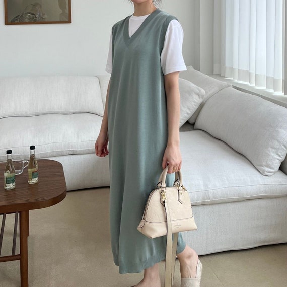 Knit Vest / Maxi Long Knit Vest / Knit 