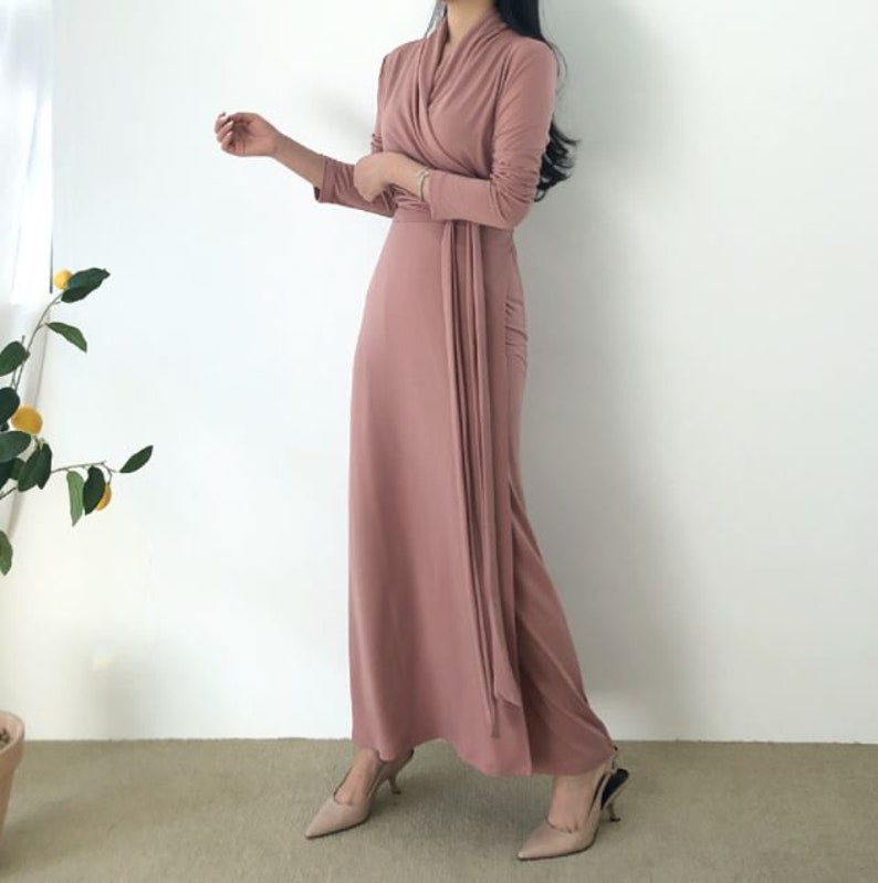 Solid Shirring Wrap Dress