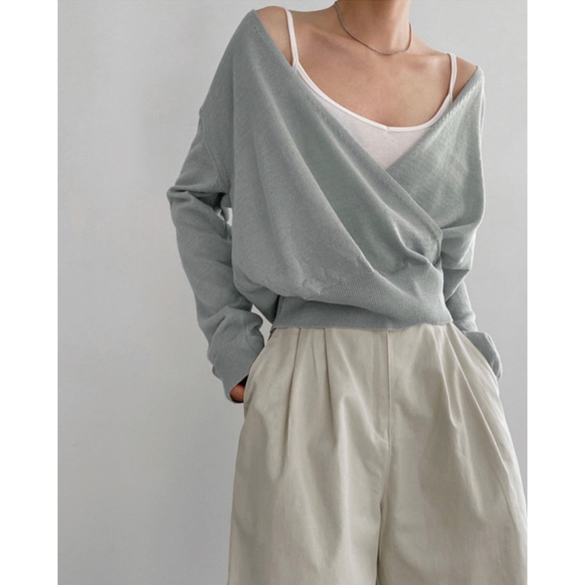 Linen wrap top / Linen knit top / Linen tops for women / Long Etsy