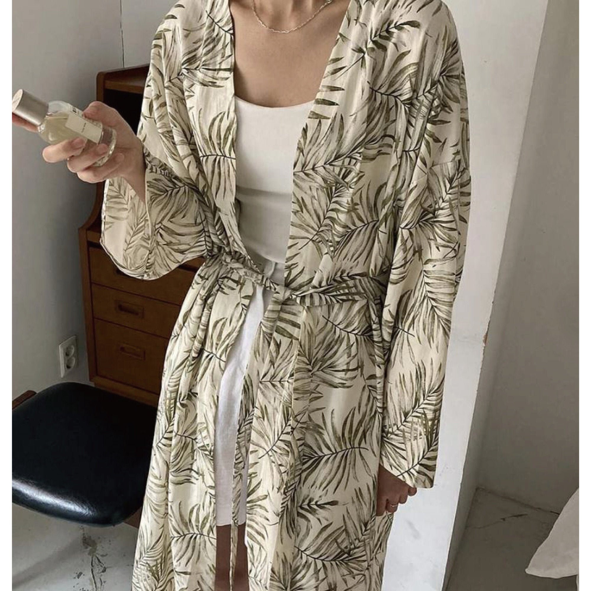 Linen robe / Robe for women / Summer linen robe / Tropical Etsy