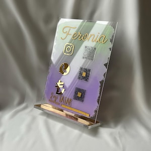 Hand-Painted Custom Plexiglass QR Code Sign, 3 QR Code Stand for Business Contact Info, Personalized Store Display