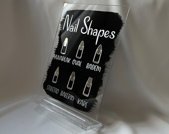 Painel de exibição de guia de Nail Art para salões de manicure - Vitrine de plexiglass artesanal para tipos de unhas