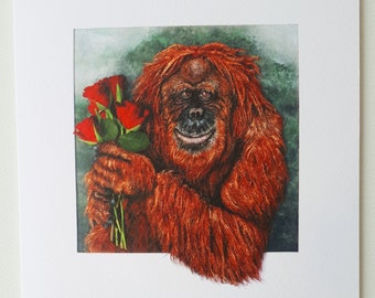 Orangutan in Love greetings card