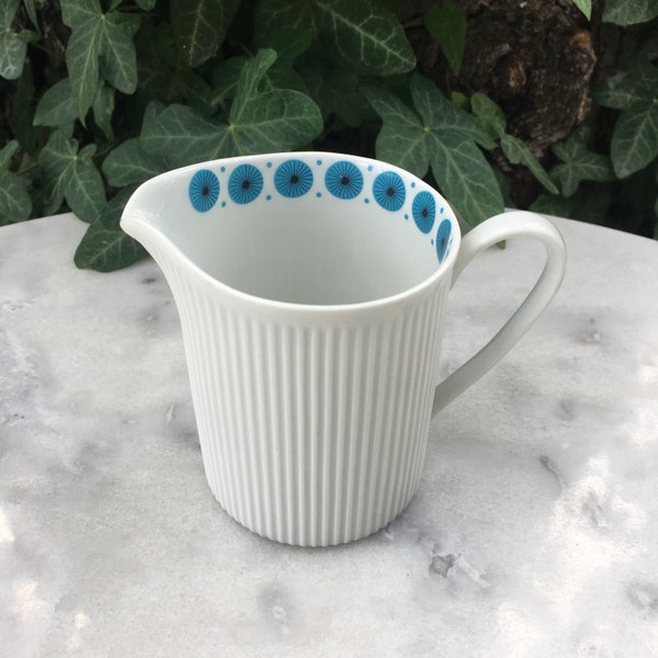 Vintage ARZBERG Athena Milk Jar / Blue Mid Century Pattern / Germany Porcelain / Design 37 S