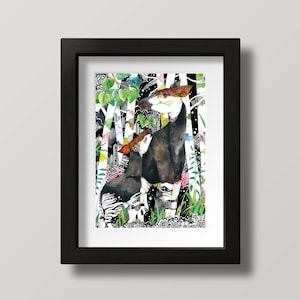 Okapi Poster impression d'art, imprimé animal, décor de chambre, art mural, Illustration, art, œuvre d'art, pas de cadre image 1