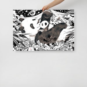 Panda Poster - art print, animal print, room decor, wall art, Illustration, art, artwork, no frame