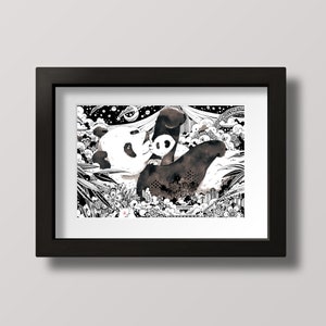 Panda Poster - art print, animal print, room decor, wall art, Illustration, art, artwork, no frame