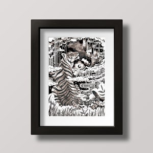 Tiger Poster - art print, animal print, room decor, wall art, Illustration, art, artwork, no Frame