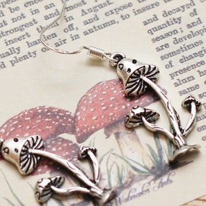 Mushroom Earrings Handmade, Earrings Hook 925 Sterling Silver, Hypoallergenic, Mushrooms Growing