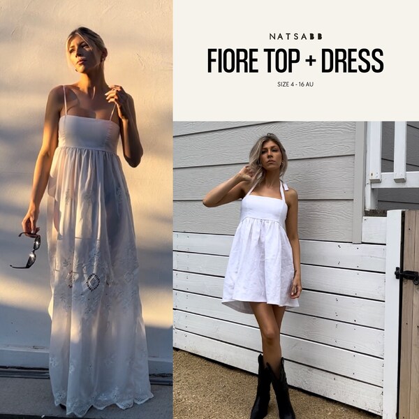 Fiore Top + Dress PDF Sewing Pattern – Beginner-Friendly, Customizable, No Zippers, Straps, Maxi, Mini, Crop, Corset Styles