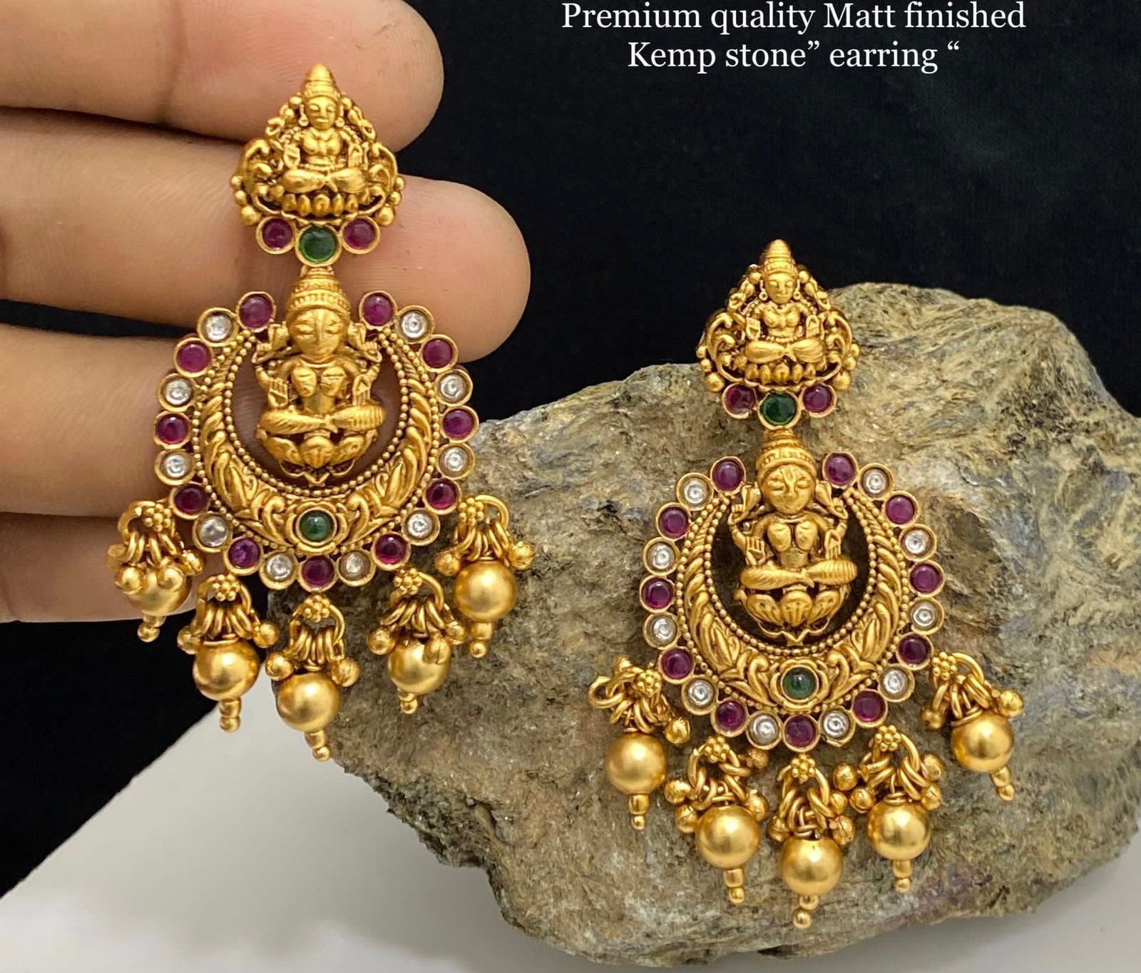Buy Vaibhav Jewellers 22K Semi Precious Gold Lakshmi Studs 73VH3653 Online  from Vaibhav Jewellers