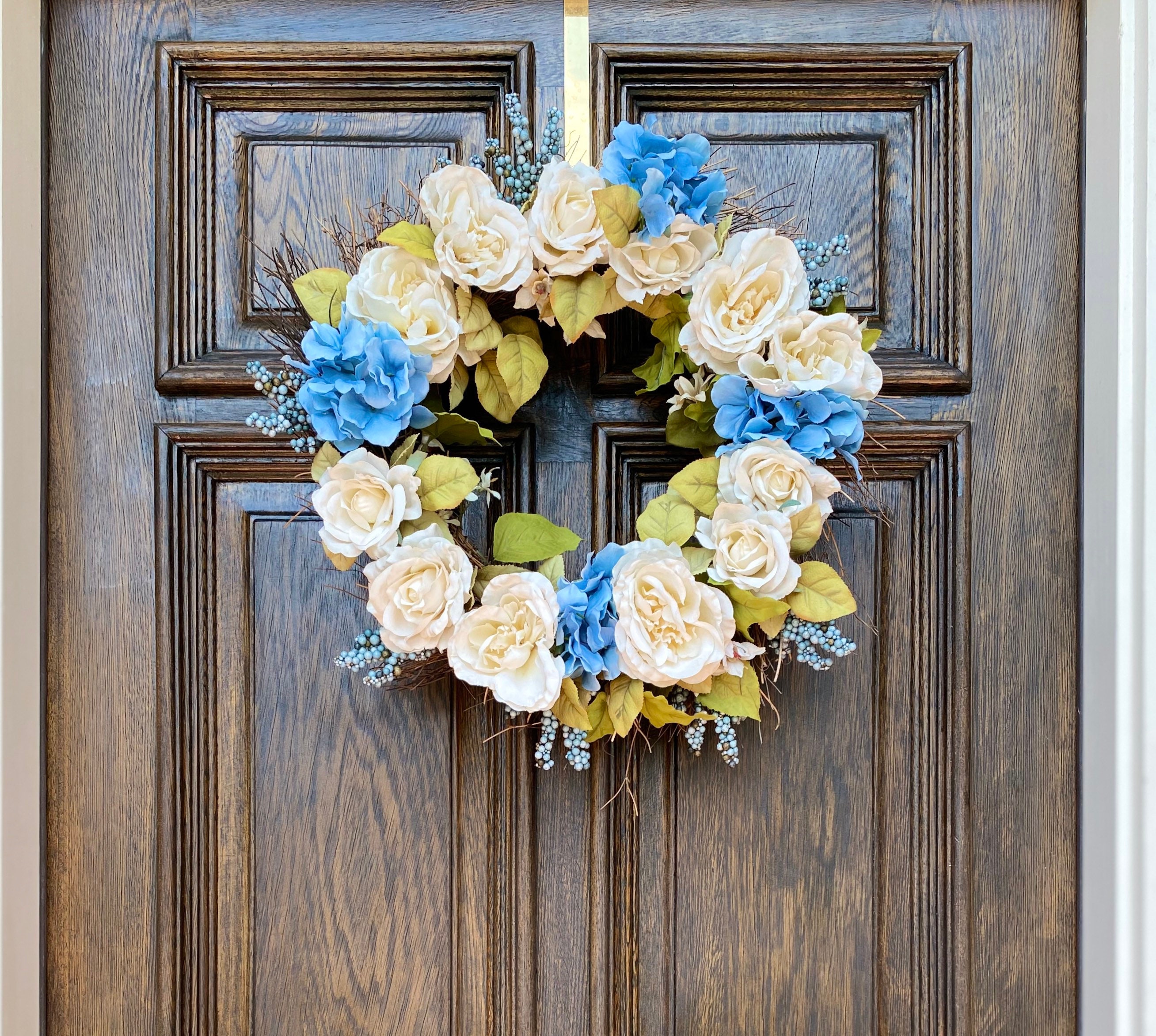 A silk floral wreath perfect for summer made of Blue Etsy