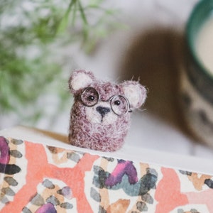 Woolly Brown Bear Bookmark - Needle Felt Felted Handmade Wool Book Accessory Reading Marker Mark Sister Girlfriend Birthday Teacher Gift
