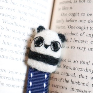 Woolly Panda Bear Bookmark - Needle Felt Felted Handmade Wool Book Accessory Reading Marker Mark Sister Girlfriend Birthday Teacher Gift