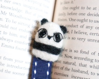 Woolly Panda Bear Bookmark - Needle Felt Felted Handmade Wool Book Accessory Reading Marker Mark Sister Girlfriend Birthday Teacher Gift