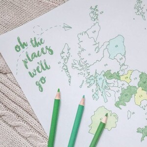 Oh The Places We'll Go UK Postleitzahlenkarte - Digital druckbare PDF Small Business Travel Holiday Sales Porto Tracker Etsy Color Fill In
