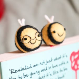Woolly Bumble Bee Bookmark - Needle Felt Felted Handmade Wool Book Accessory Reading Marker Mark Sister Girlfriend Birthday Teacher Gift
