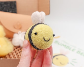 DIY Kit Woolly Bumble Bee Needle Felting - Beginners Craft Kit High Quality