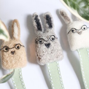 Woolly Bunny Bookmark Needle Felt Felted Handmade Wool Rabbit Book Reading Marker Mark Sister Girlfriend Wife Birthday Teacher Gift Reading Glasses