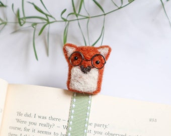 Woolly Fox Bookmark - Needle Felt Felted Handmade Wool Book Reading Marker Mark Sister Girlfriend Wife Birthday Christmas Stocking Gift