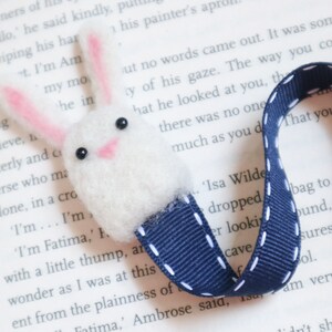 Woolly Bunny Bookmark Needle Felt Felted Handmade Wool Rabbit Book Reading Marker Mark Sister Girlfriend Wife Birthday Teacher Gift image 6