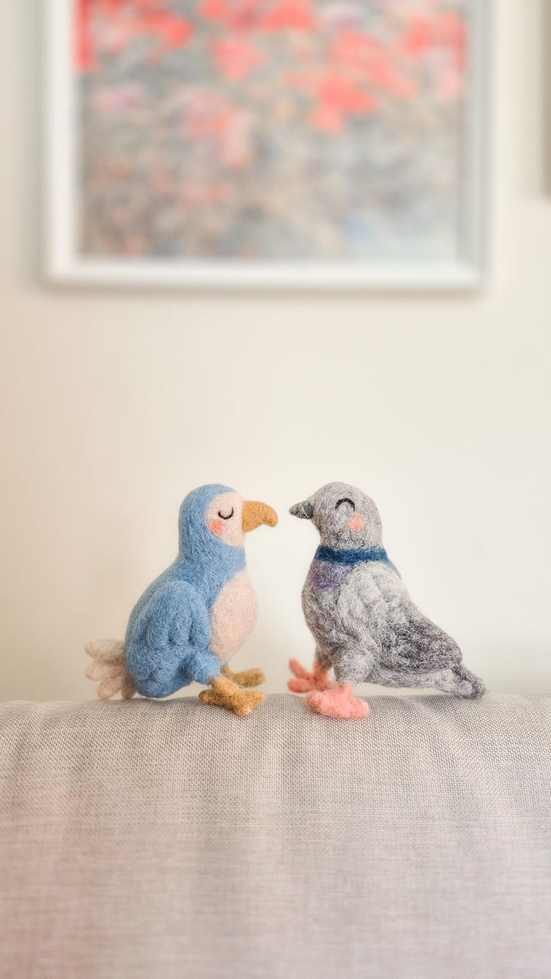 Custom Animal Wedding Cake Toppers - Pair of Handmade Needle Felted Felt Gift Decoration image 7