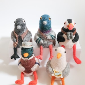 Laine feutrée à l&#39;aiguille Oiseaux - Figurines décoratives faites main