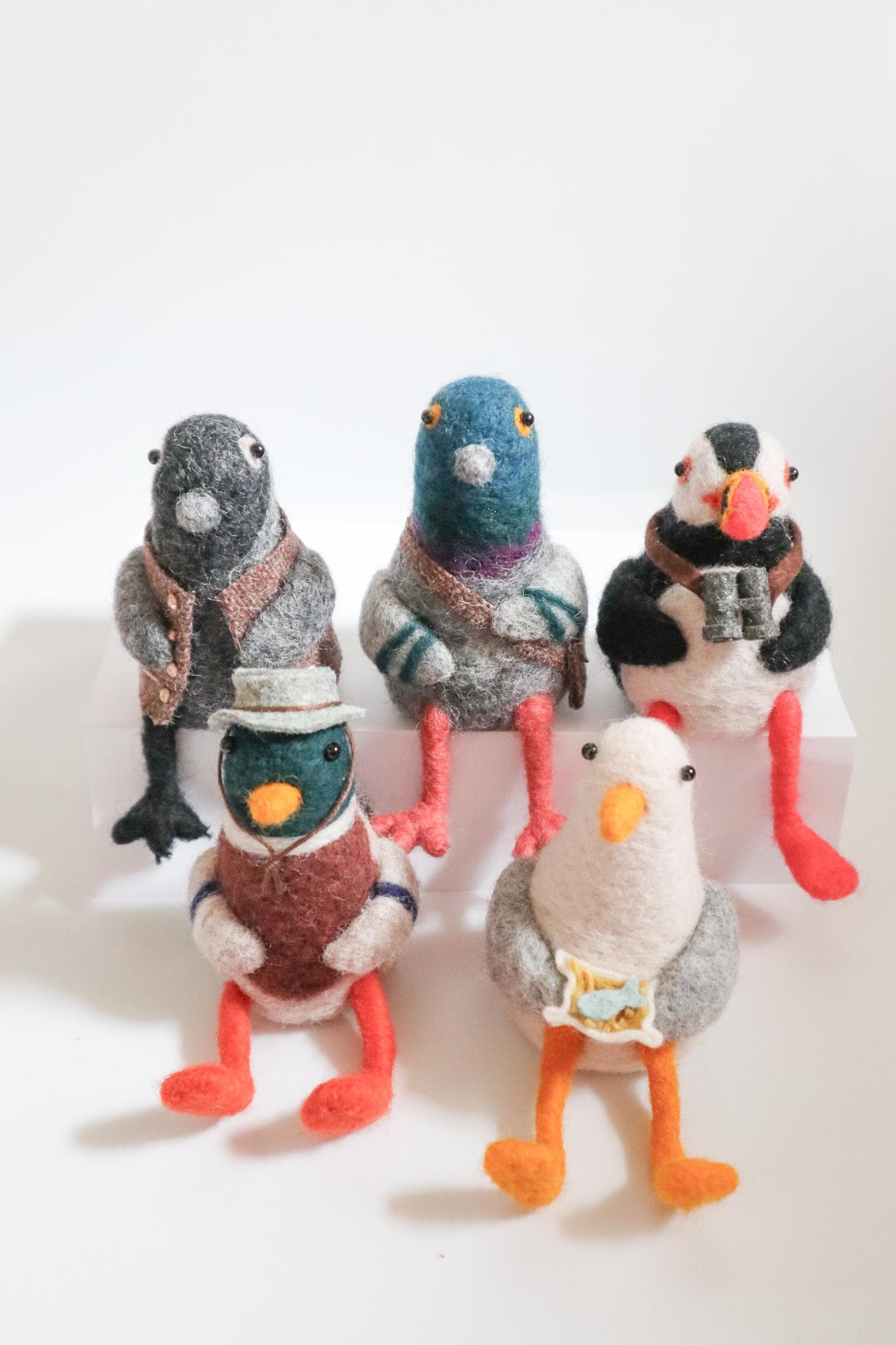 Needle Felted Wool Birds - Handmade Decorative Figurines