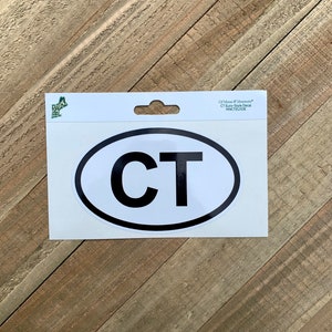 Connecticut CT  Simple Black and White State Abbreviation Sticker/Decal