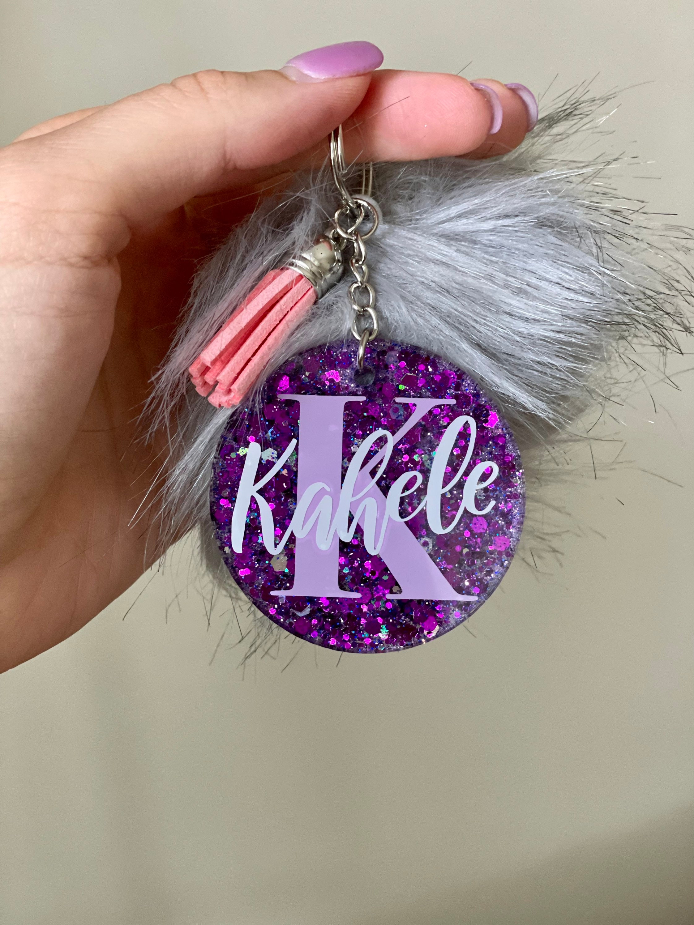 Clear Keychain Personalized Keychain Keychain With Tassel 2 Keychain Gift  Gift for Her Custom Keychain Holiday Gift 