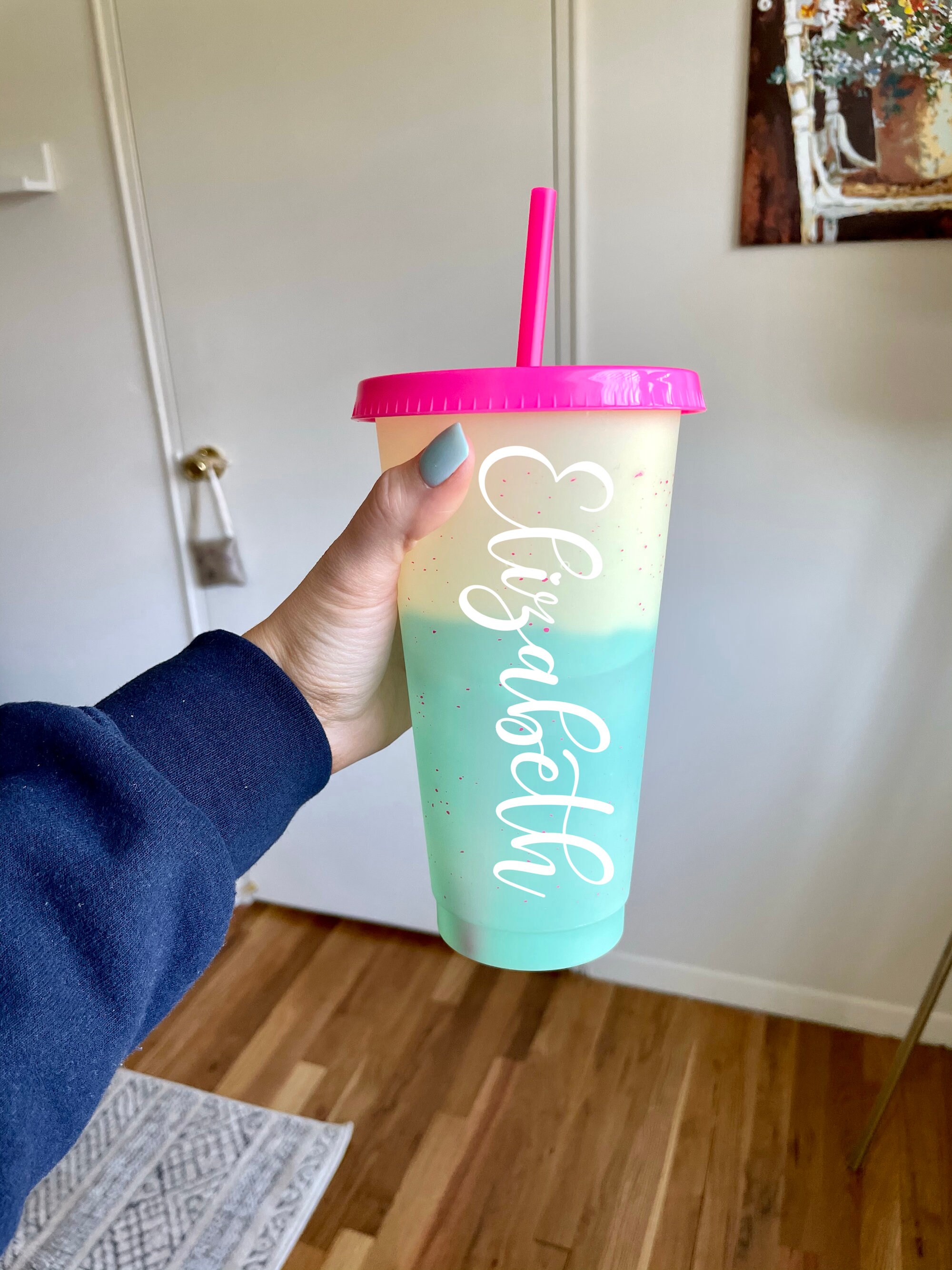 Copa cambio de color personalizada de amarillo a azul con - Etsy España