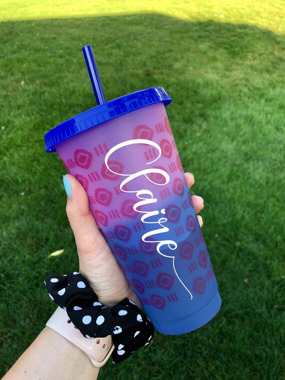 Color Changing Cold Drink Cups Reusable with Lids and Straws