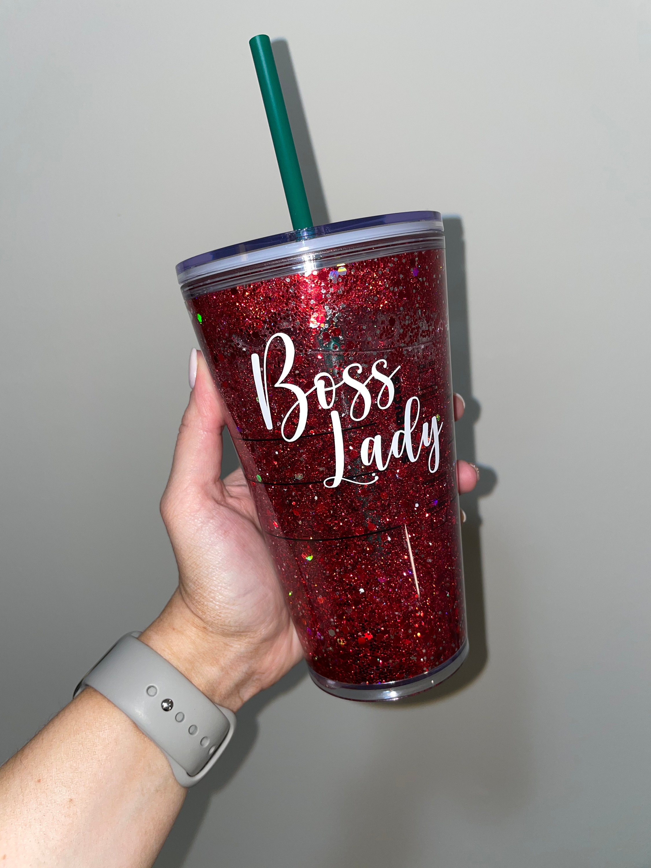 Red Glitter Starbucks Tumbler Starbucks Snow globe Tumbler Etsy