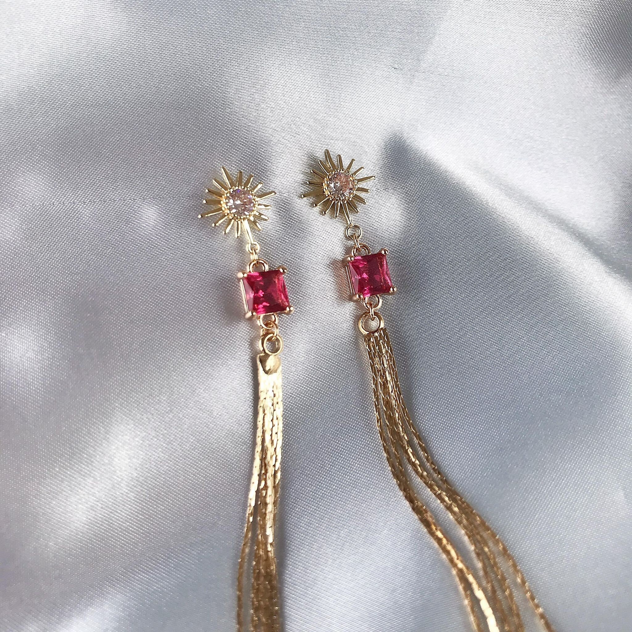 Tinsel, 24k Gold Plated Earrings, Gold Star Dangle Earrings, Gold