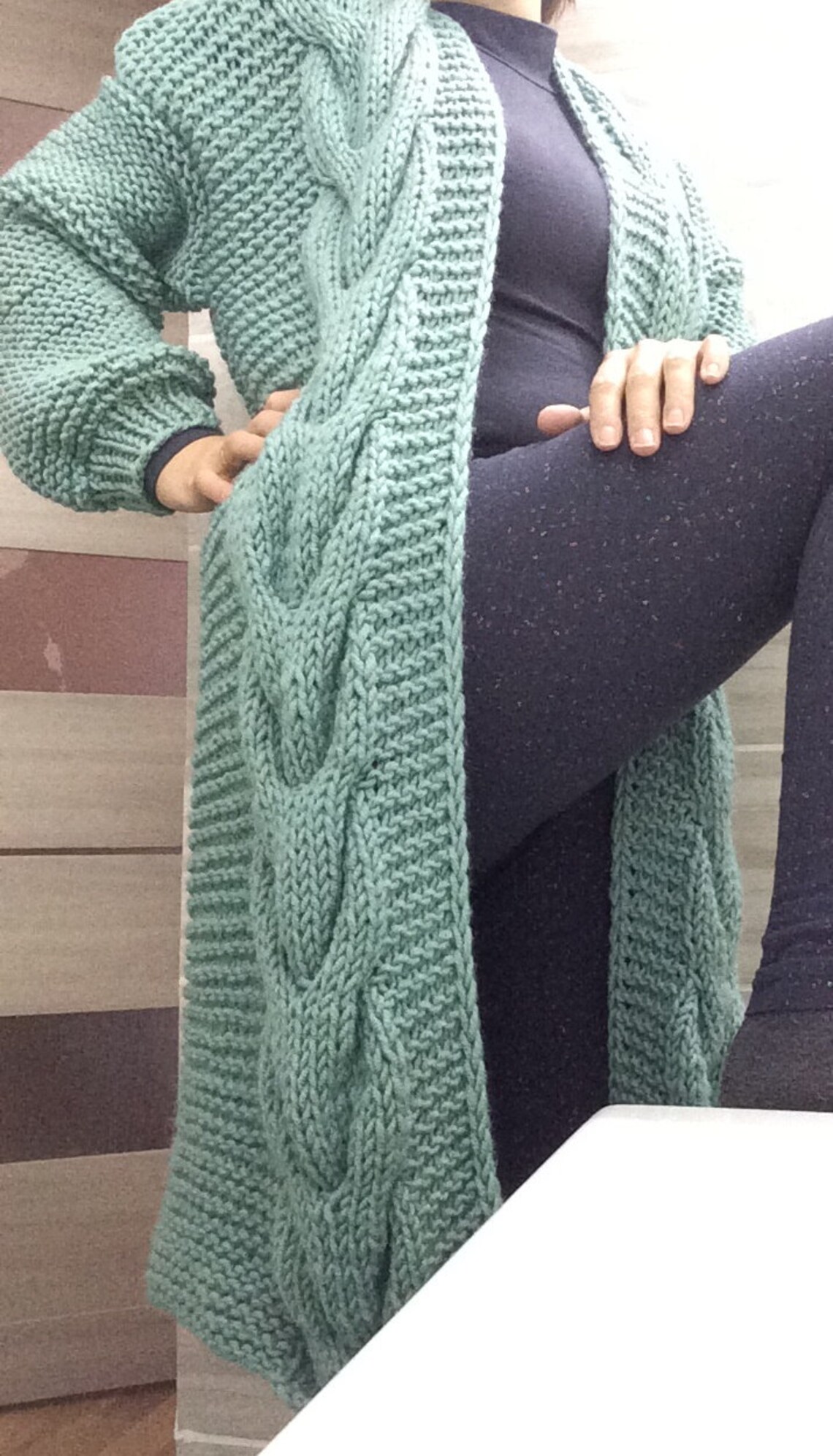 Handmade Thick Yarn Jacket Knitted Pigtails Warm Long Sleeve Etsy UK