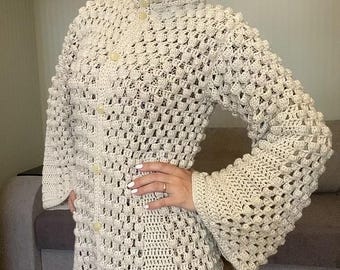 Vintage 90s Agnes B Paris Cardigan Snap Button Crop Top
