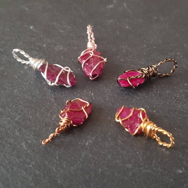Red Ruby Pendant / Natural Rough Ruby Charm / Crystal Pendant / Necklace Charms / Bracelet Charms / Crystal Curiosities Charms