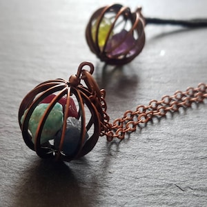 Personalised Rough Crystal Necklace / Birthstone Necklace / Raw Gemstone Charm Pendant / Cage Pendant / Custom Personalised Birthday Gift