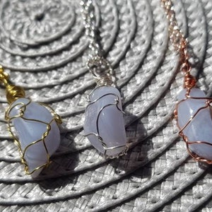 Blue Lace Agate / Natural Blue Lace Agate Necklace / Healing Crystal Necklace / Boho Necklace / Dainty Necklace / Handmade Necklace / Chakra