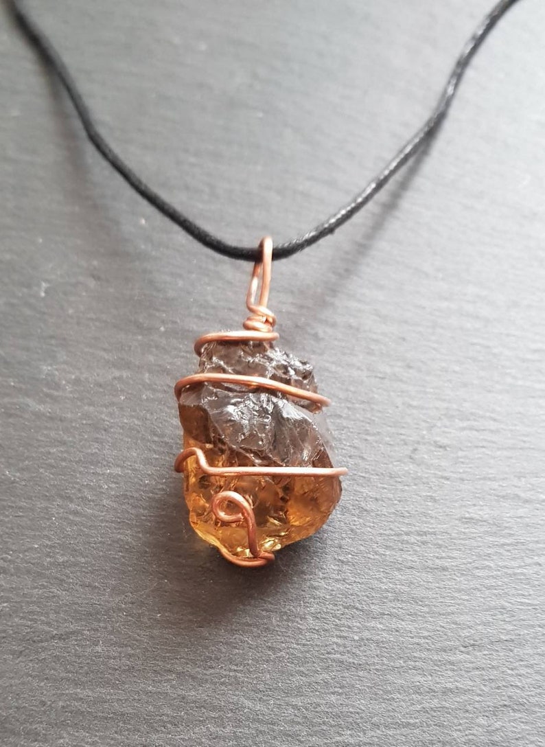Natural Smoky Citrine Necklace Unheated Untreaded Citrine Pendant Rough Smoky Citrine Crystal Necklace Rare Gemstone