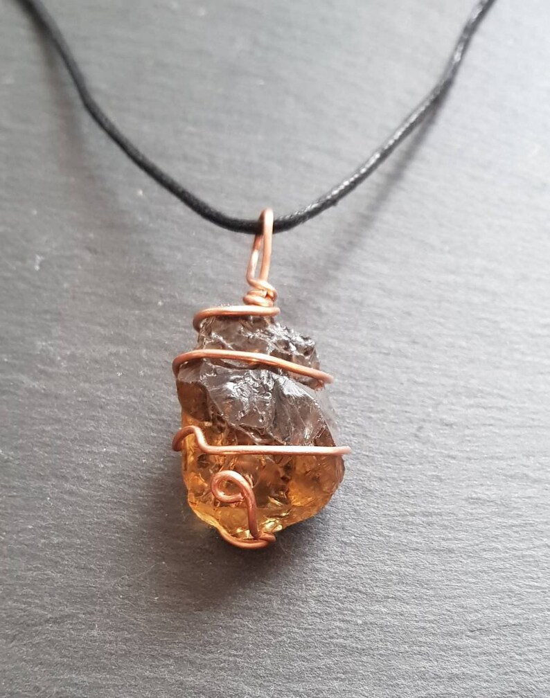 Natural Smoky Citrine Necklace Unheated Untreaded Citrine Pendant Rough Smoky Citrine Crystal Necklace Rare Gemstone