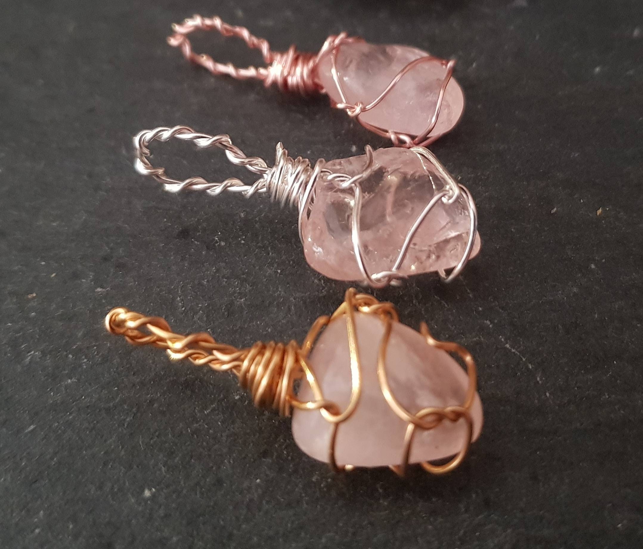Natural Rose Quartz Pendant / Rose Quartz Charm / Crystal Pendant /  Necklace Charms / Bracelet Charms / Crystal Curiosities Charms 