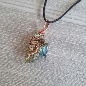 Bismuth Necklace / Rainbow Bismuth Pendant / Healing Crystal Necklace / Bismuth & Bare Copper Pendant / Boho Necklace / Gift For Her Him